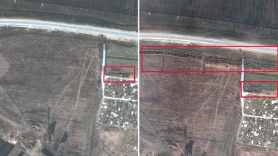 تصاویر ماهواره‌ای یک گور دسته‌جمعی جدید را در نزدیکی ماریوپل اوکراین نشان می‌دهد