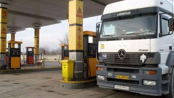 File photo of a truck at a diesel station in Iran