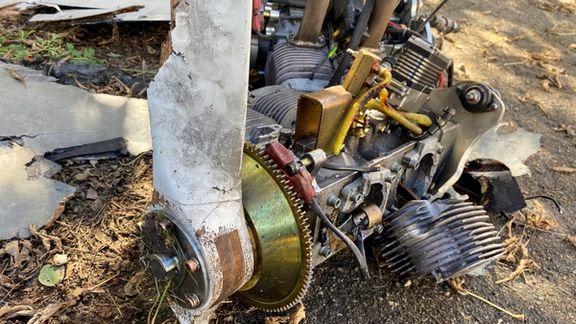 The engine of an alleged Iranian drone shot down in Ukraine. October 6, 2022