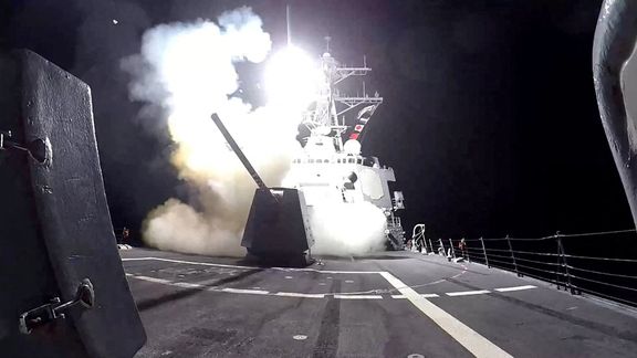 A Tomahawk land attack missile (TLAM) is launched from the US Navy Arleigh Burke-class guided missile destroyer USS Gravely against Houthi military targets in Yemen, February 3, 2024.