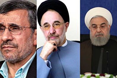 Iran's three former president. L-R, Ahmadinejad, Khatami and Rouhani.