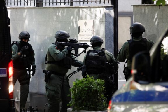 Members of the police special unit prepare to enter the Embassy of the Islamic Republic of Iran, in Tirana, September 8, 2022