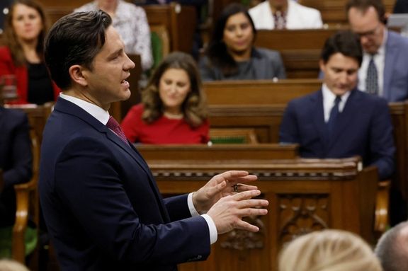 Pierre Poilievre, leader of the Conservative Party of Canada, in the House of Commons on Parliament Hill in Ottawa, November 21, 2023