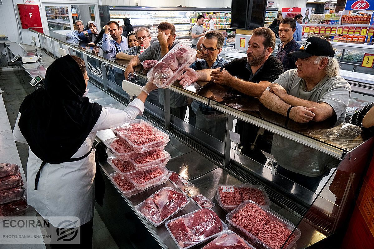 People queuing to buy meat at a superstore in Tehran
