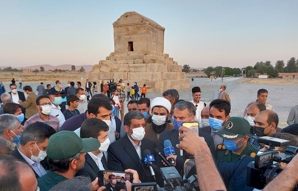 Iran's cultural heritage minister visiting the tomb of Cyrus the Great. October 14, 2021
