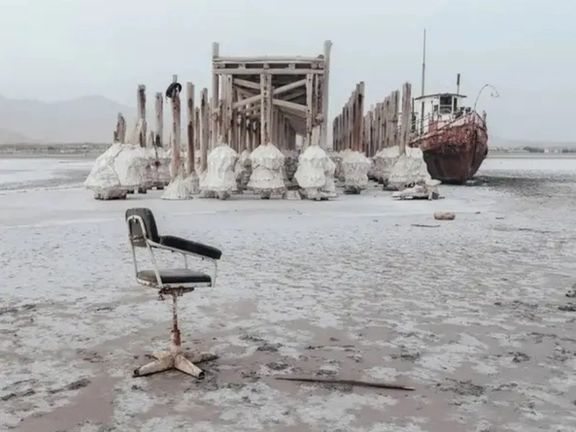 Dried-up Lake Urmia in Northwest Iran