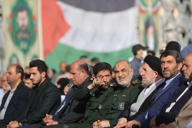 Islamic Revolutionary Guard Corps (IRGC) Commander-in-Chief Major General Hossein Salami attends a ceremony to commemorate the first anniversary of the late Iranian president Ebrahim Raisi, who was killed in a helicopter crash, in Tehran, Iran, May 15, 2025