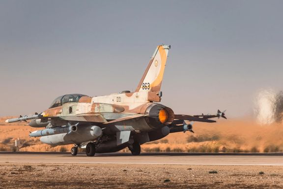An Israeli fighter jet is pictured in a military handout photo