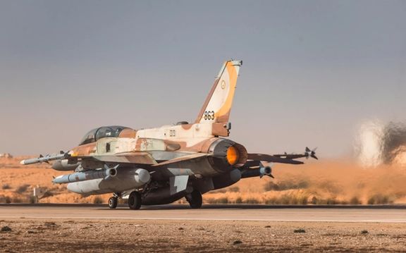 An Israeli fighter jet is pictured in a military handout photo