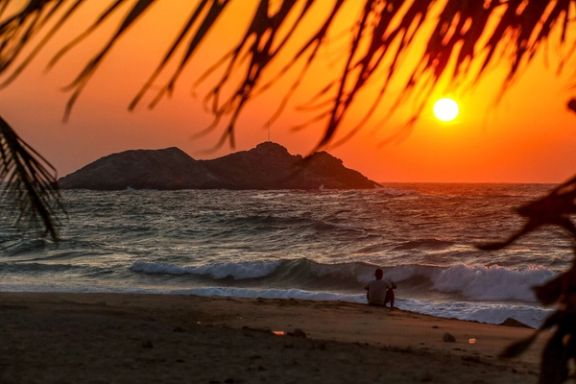 Sun sets over Iran's island of Abu Musa in the Persian Gulf