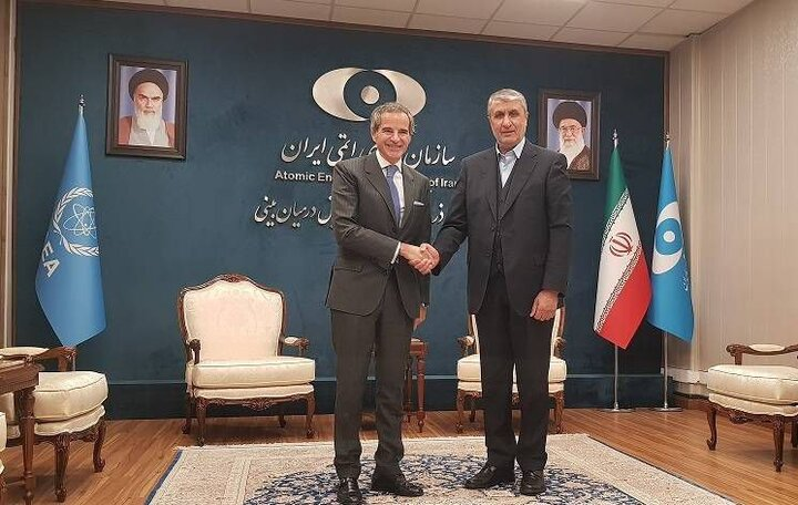 IAEA Chief holds talks with Mohammad Eslami, Head of the Atomic Energy Organization of Iran, on November 11, 2024 in Tehran.