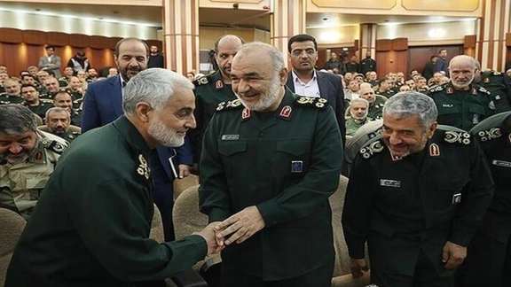 IRGC QUDS Force slain commander Qasem Soleimani with other top commanders. Undated