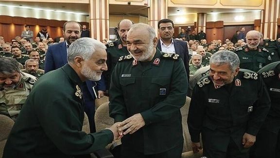 IRGC QUDS Force slain commander Qasem Soleimani with other top commanders. Undated