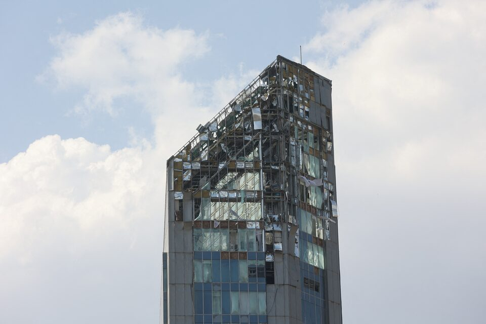 A building stands damaged in the aftermath of Israeli strikes, in Tehran, Iran, June 13, 2025. 