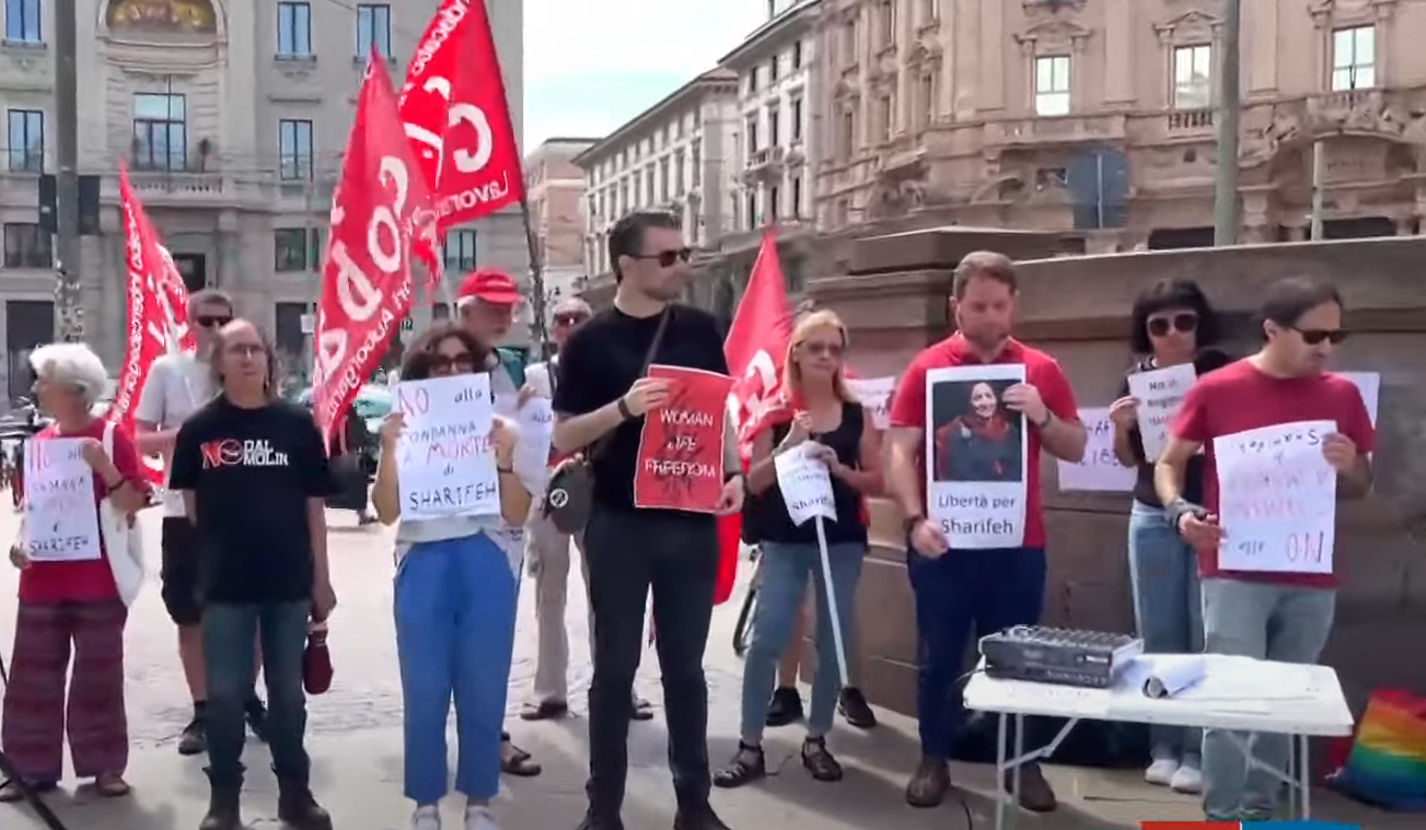 Dozens protest Iranian labor activist's death sentence in Milan 