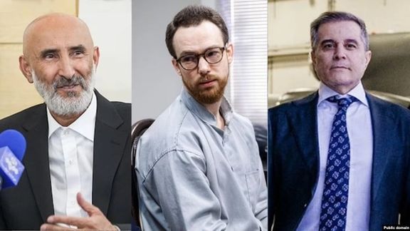 (From left) Former Iranian official Nouri, Swedish diplomat Johan Floders and Iranian-Swedish dual-national Saeed Azizi