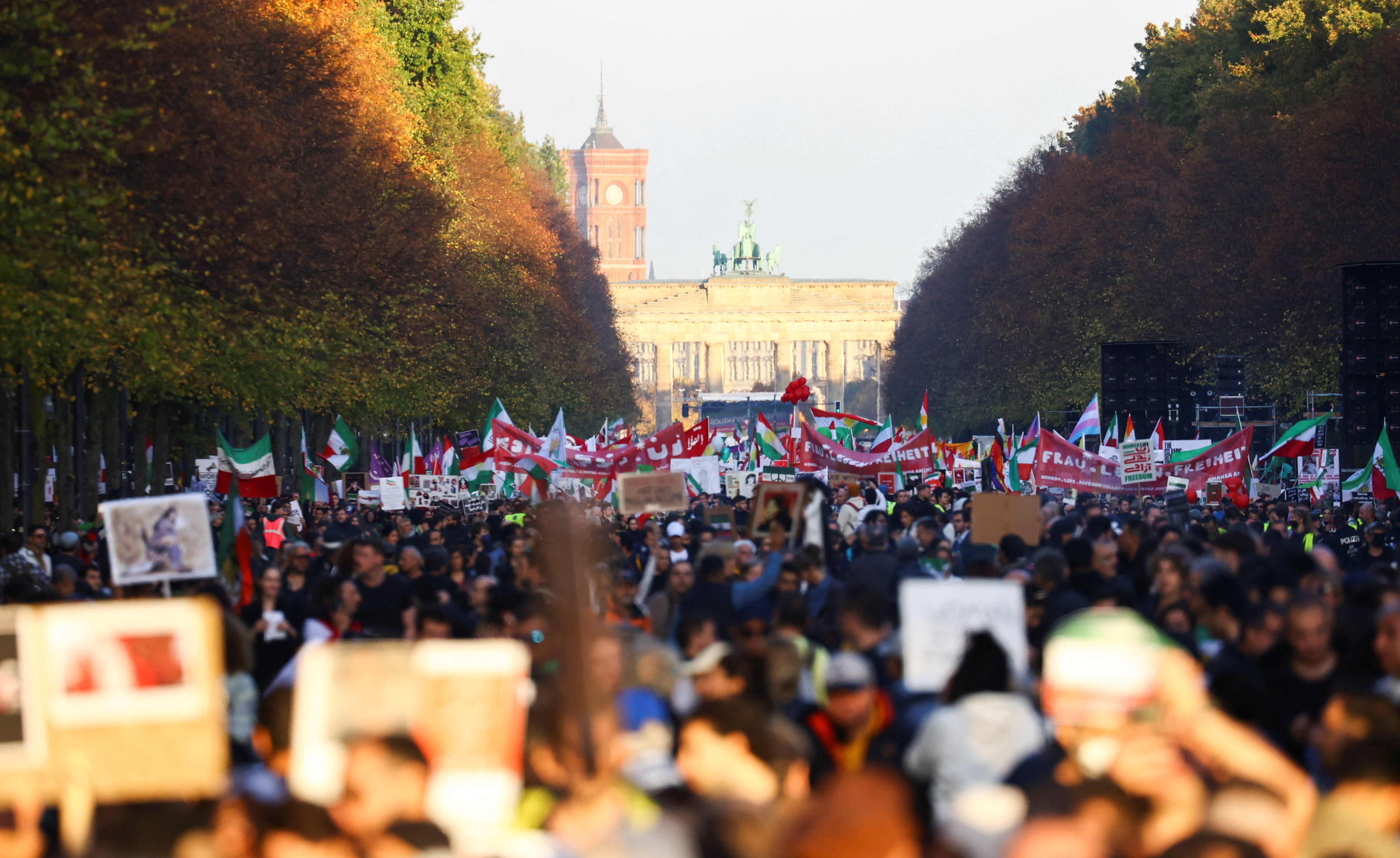 Iranians rally in Berlin, Germany to support their compatriots in Iran. October 22, 2022