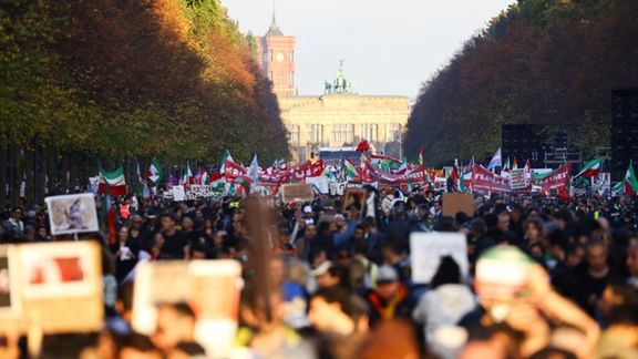 Iranians rally in Berlin, Germany to support their compatriots in Iran. October 22, 2022