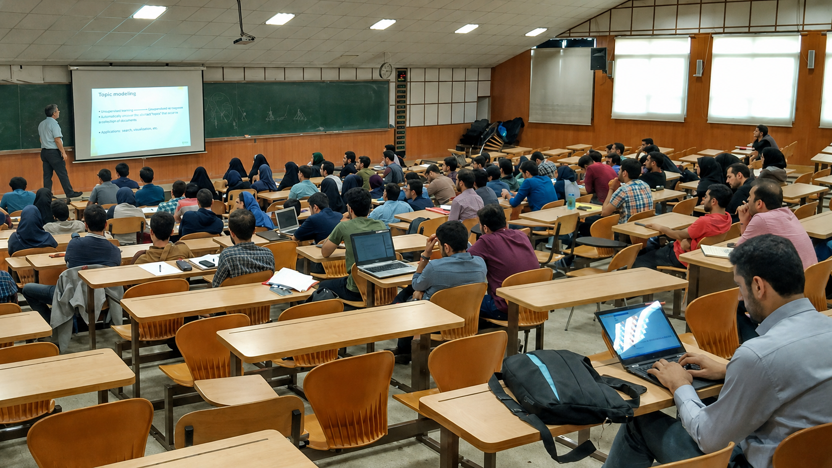 Students attend a lecture at a university in Iran in this undated file photo.