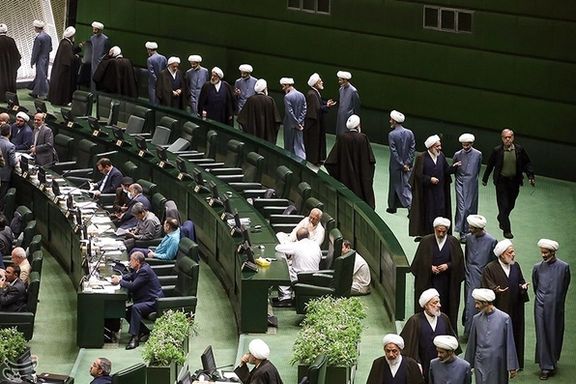 A multiple exposed photo of the Iranian parliament
