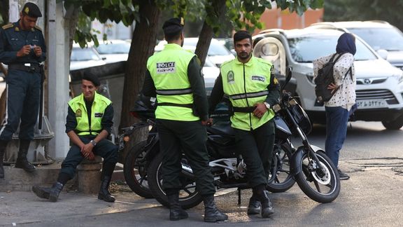 Iran's police forces stand on a street during the revival of morality police in Tehran, Iran, July 16, 2023.