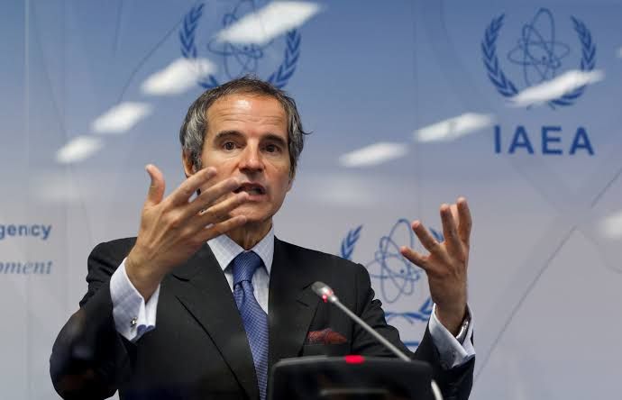 International Atomic Energy Agency (IAEA) Director General Rafael Grossi attends a news conference during a board of governors meeting at the IAEA headquarters in Vienna, Austria, June 7, 2021. 