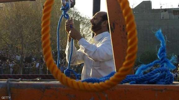An undated photo showing a public hanging in Iran.