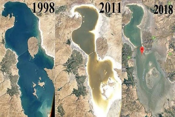 Aerial photo of Lake Urmia in the past two decades