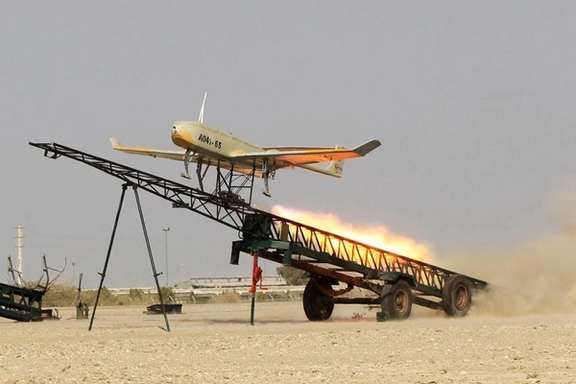 Iran's Mohajer drone during a test. Undated