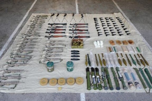 Iranian weapons smuggled into the West Bank captured by Israeli forces, in a handout image published March 25, 2024. (Shin Bet)
