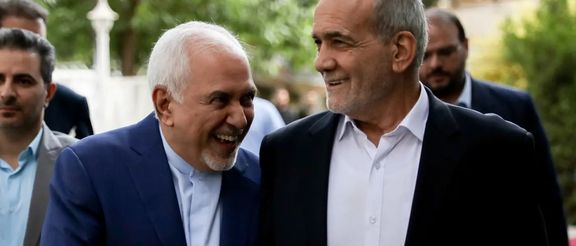 Iran's President-elect Masoud Pezeshkian (right) and former foreign minister Mohammad Javad Zarif.
