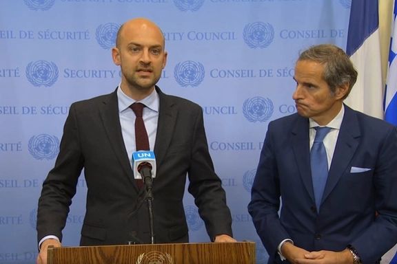 French minister for Europe and Foreign Affairs Jean-Noel Barrot (left) and IAEA Director General Rafael Grossi