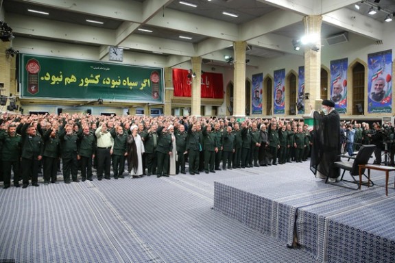 Iran’s ruler Ali Khamenei during a meeting with senior IRGC commanders (August 2023)