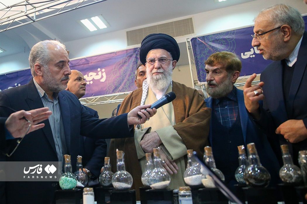 Iran’s Supreme Leader Ali Khamenei during a visit to an exhibition of the country’s domestic production capabilities on January 29, 2024 