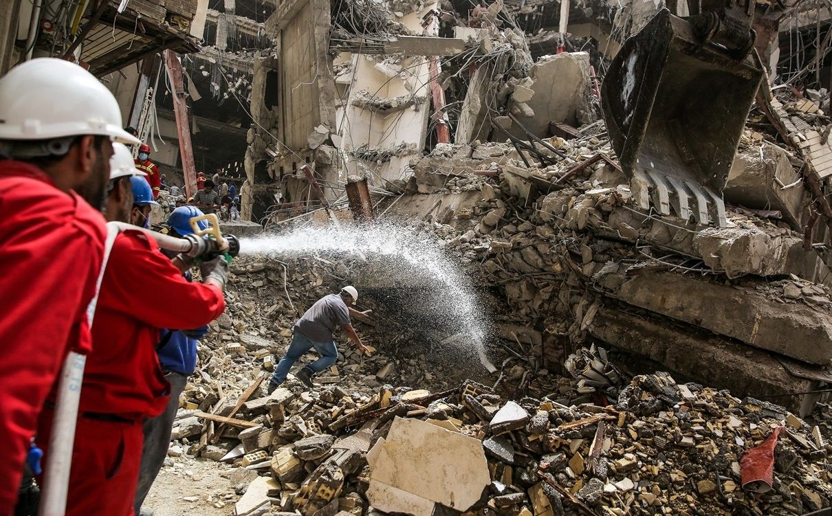 The ruins of Metropol building in a May 25, 2022 photo