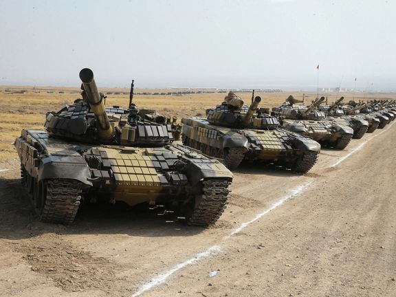 IRGC tanks during military drills in Iran on October 17, 2022