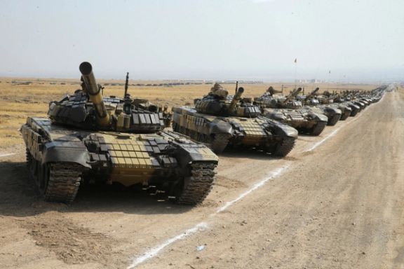 Iranian tanks near Azerbaijan's border during wargames, on October 17, 2022