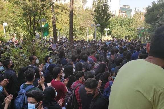 Student protest at Tehran's Polytechnic University in October 2022