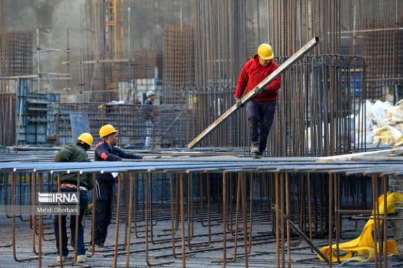 File photo of construction workers in Iran
