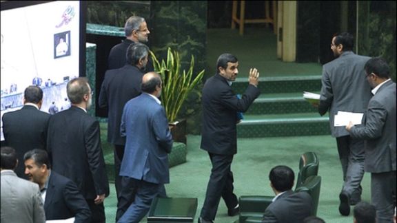 Former president Mahmoud Ahmadinejad at the parliament