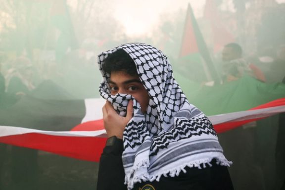 A protester attends a pro-Hamas demonstration in Rome, Italy, January 27, 2024.