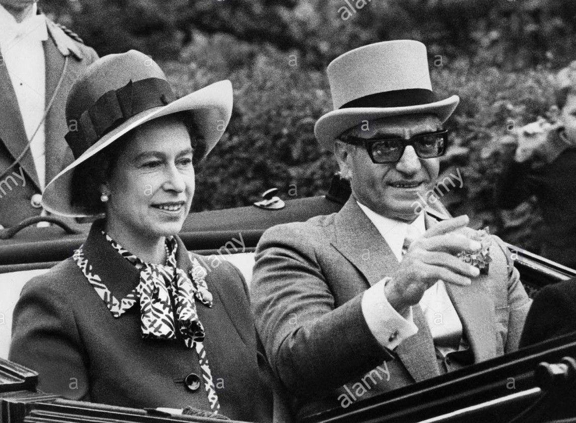 Iran's Mohammad Reza Shah Pahlavi with Queen Elizabeth in 1970s
