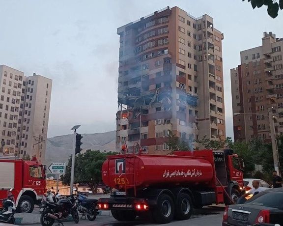 هدف قرار گرفتن قسمتی از یک برج مسکونی در تهران