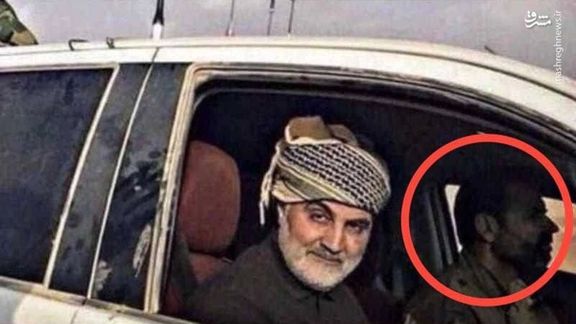 Hezbollah commander Wissam al-Tawil (in red circle) and former IRGC-Quds Force Commander Qasem Soleimani (undated)