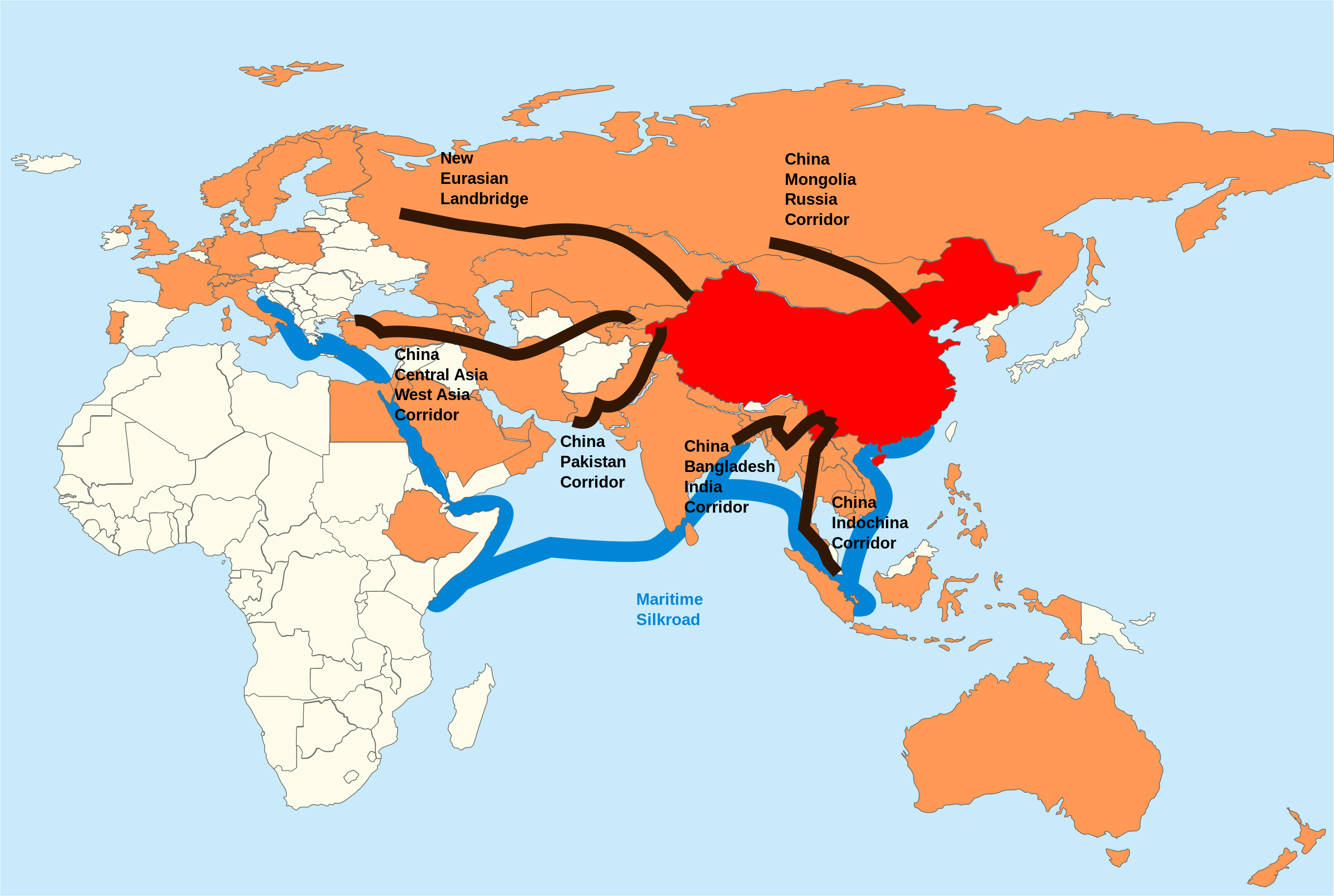 A map of China's Belt and Road Initiative 