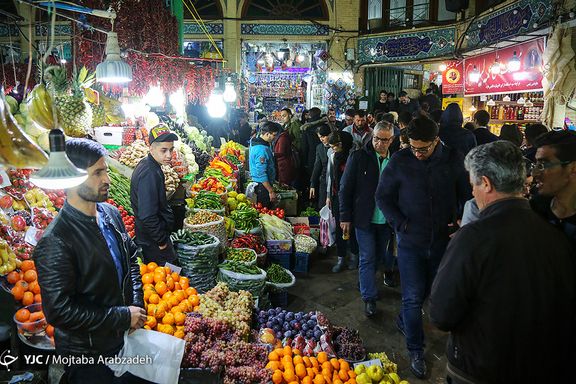 Food market in Tehran Bazaar before the December winter celebration.