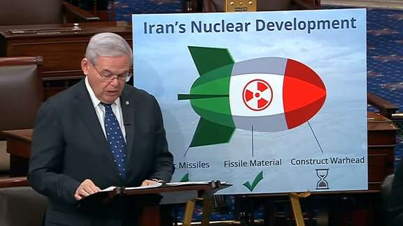 Senator Bob Menendez making a statement on the Senate floor on Iran's nuclear program. February 1, 2022