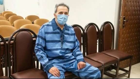 Jamshid Sharmahd during a court hearing in Iran