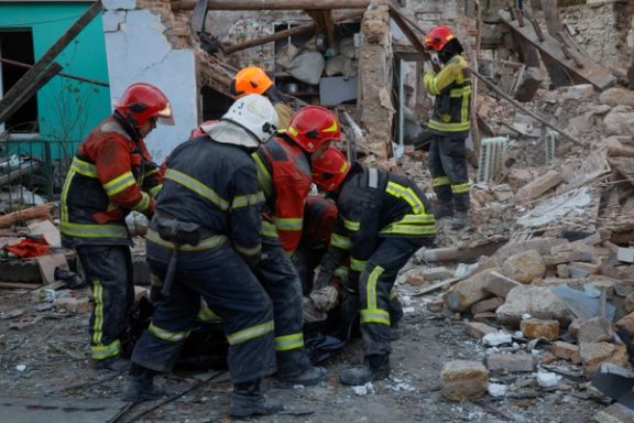The aftermath of a Russian missile attack on the Ukrainian city of Mykolaiv on November 1, 2022
