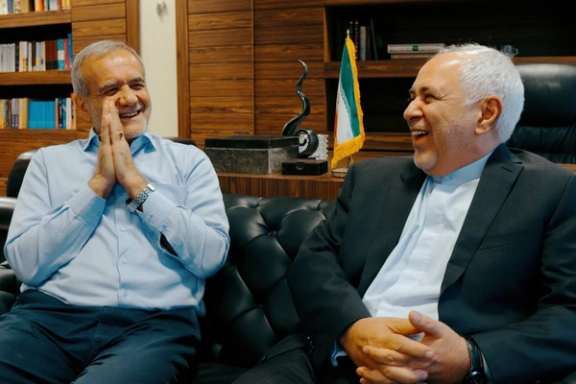 Iran's Presidential candidate Massoud Pezeshkian (left) and former foreign minister Mohammad Javad Zarif